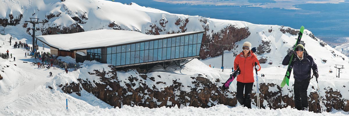 A couple enjoying a skiing holiday