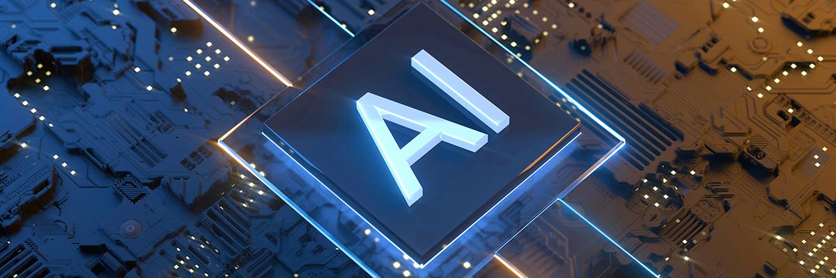 AI microchip on a circuit board