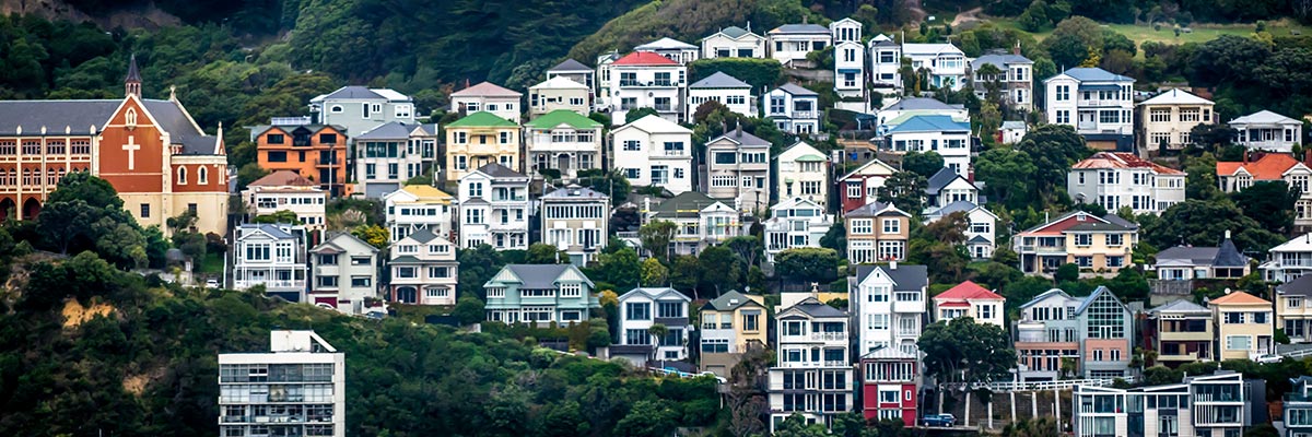 Mt Victoria cityscape on a stormy day