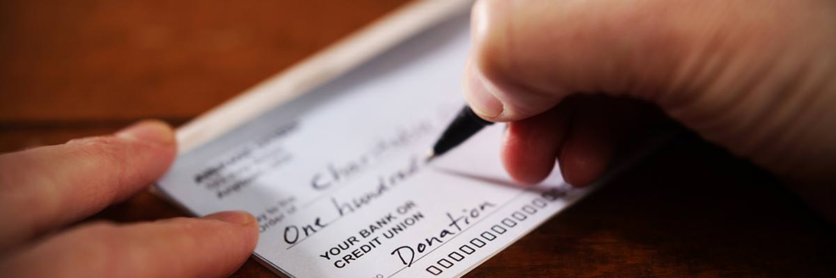Writing a donation cheque