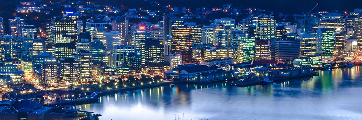 Wellington waterfront at night