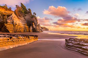 View of Coromandel beach at sunrise
